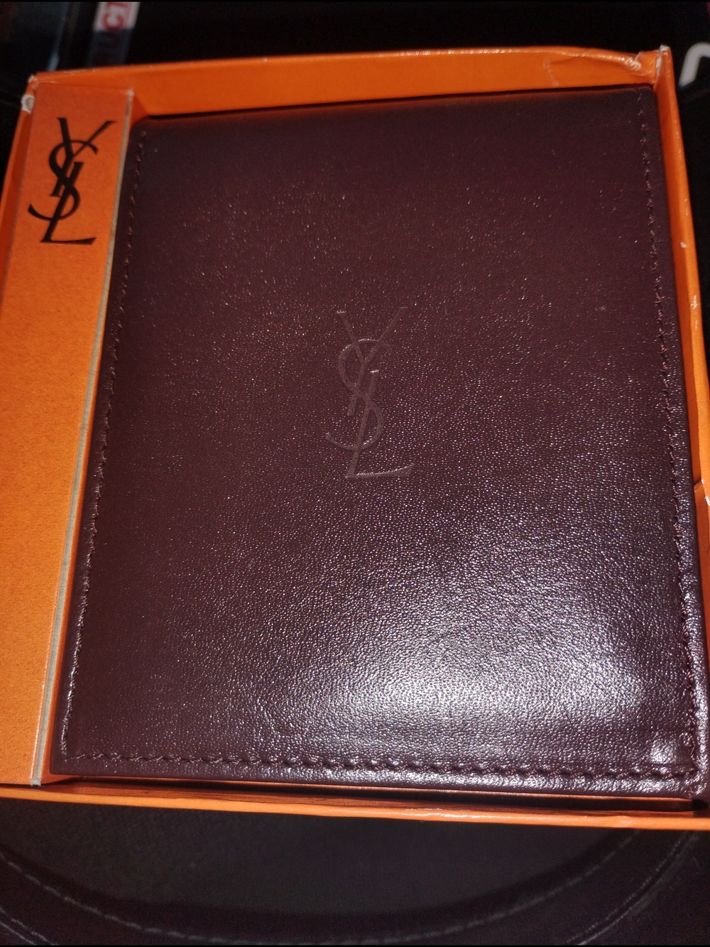 Yves Saint Laurent Brown Leather Card & Key Holder